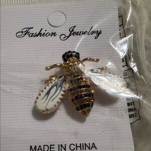 Fashion Jewelry Gold and Black Striped Bee Brooch